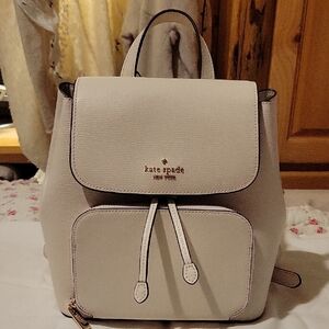 kate spade Cream Pebble Leather Backpack with Front Pocket